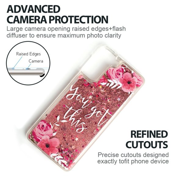 Flower Petal Glitter Waterfall Case for Galaxy S22 Plus - Picture 3 of 4